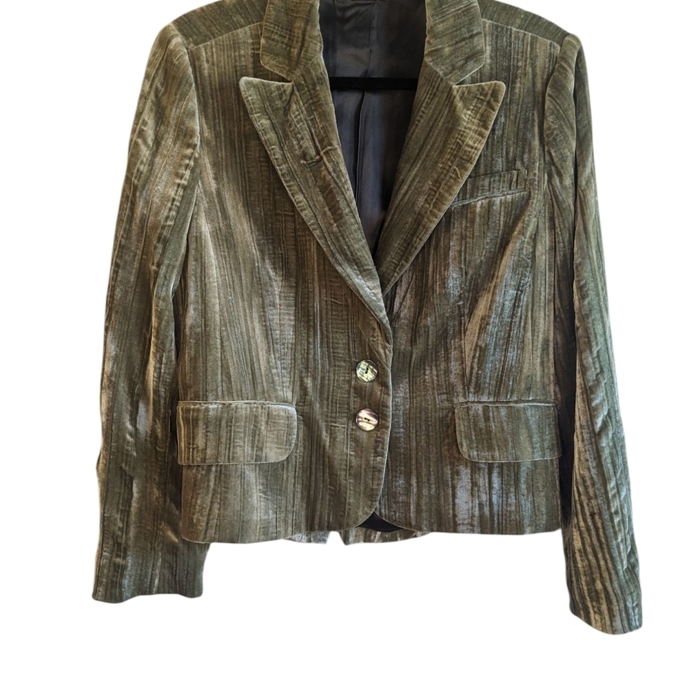 Velvet Green Blazer Sandwich Womens L Crop Style Flaws